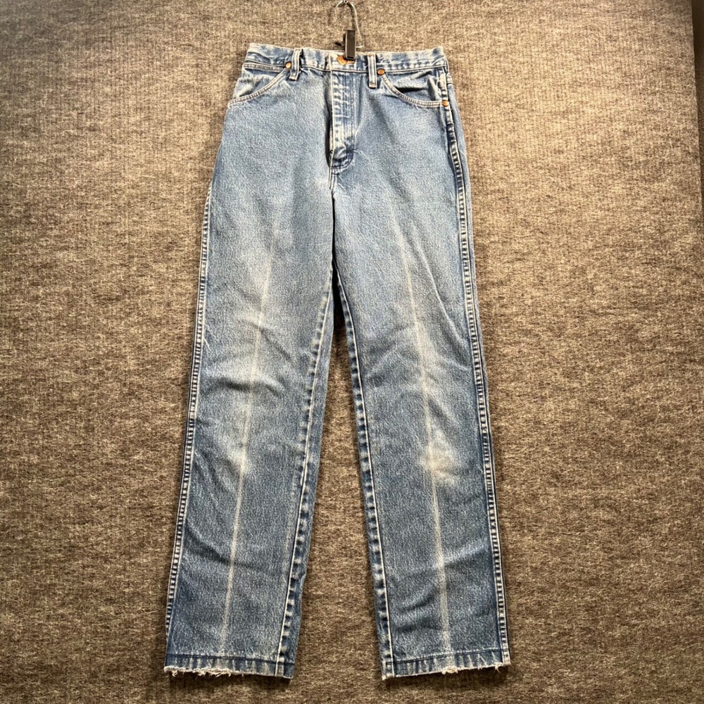 Wrangler 13MWZG Cowboy Cut Blue Denim Jeans High Rise Straight Leg 9x32